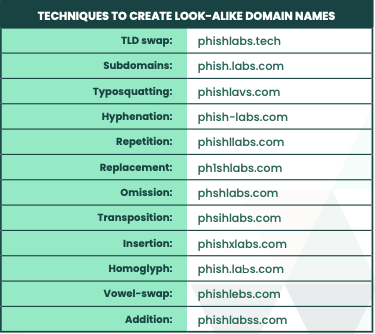 Look Alike Domain Techniques