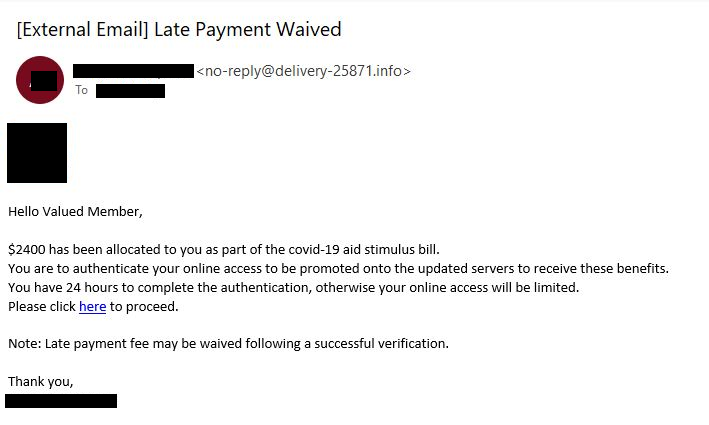 amex payment waived lure redacted