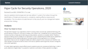 Gartner Releases 2020 Hype Cycle for Security Operations